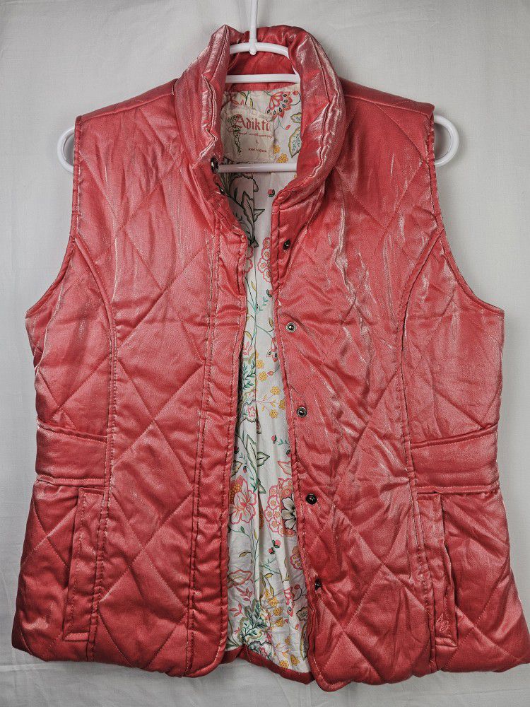 Adiktd Women's Coral Pink Puffer Vest
