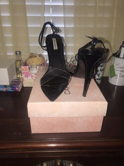 Black Clear Ankle Strap Heels- Size 8.5