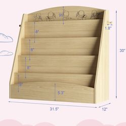NACHES 5-Tier Kids Bookshelf - Toddler Book Display Shelves, Montessori Bookshelf for Kindergarten, Nursery, Bedrooms, Classrooms - Wooden Children Bo