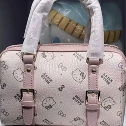New Hello Kitty Mauve Pink Adjustabe Strap Faux Leather Handbag
