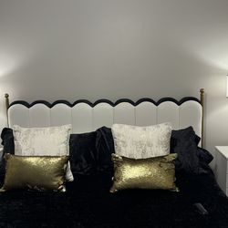 Scalloped Leather & Metal Bed