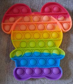 Rainbow silicone "Pop It" fidget toy (Mickey Mouse / character silhouette shape