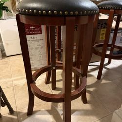 Wood Black And Brown Stools