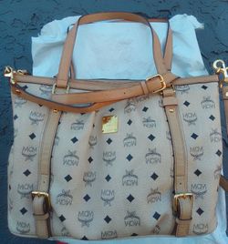 MCM Visetos Cognac 2way Shoulder Bag Tote