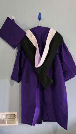 Purple Graduation Gown Cap Hood Set