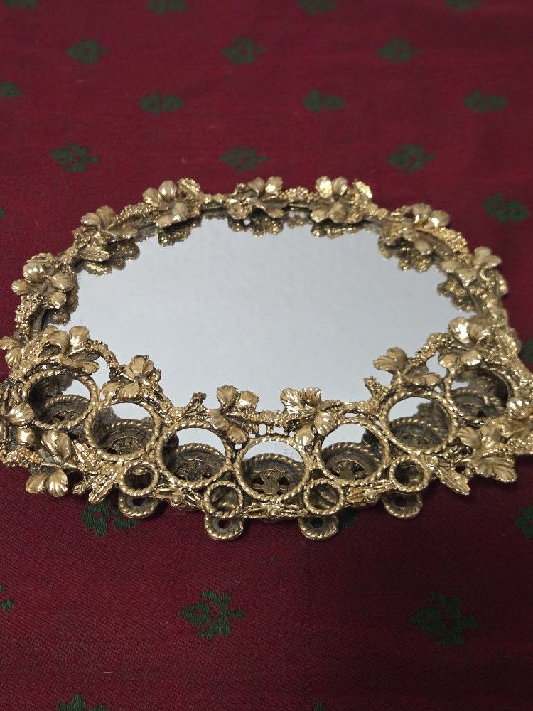 Vintage Ormolu Lipstick Holder Mirrored Vanity