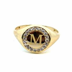 Woman’s Ladies 10k Yellow Gold CZ Cubic Zirconia Initial M Round Ring Size 7.5 GP3134939