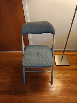 Upholstered Folding Chair Blue Fabric