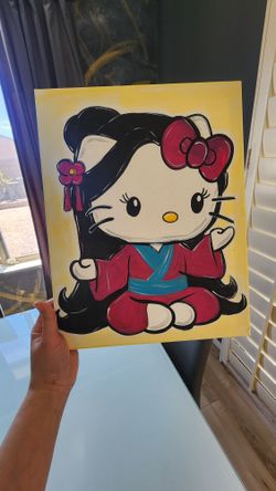 Hand Painted Original Mulan Hello Kitty Painting