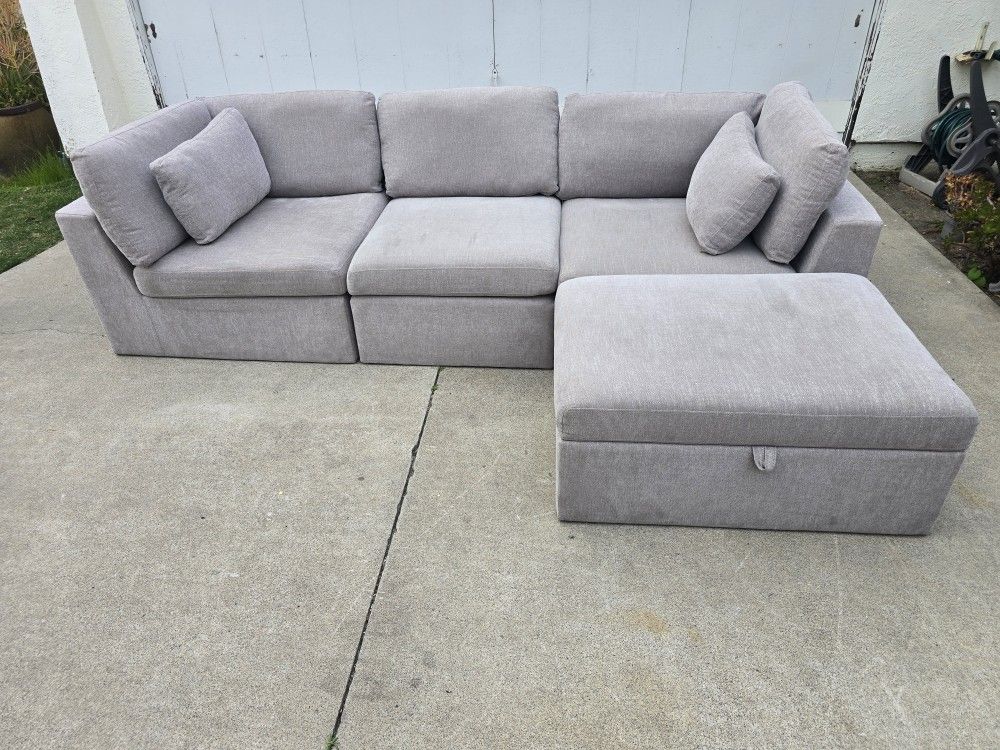 3 Piece Sectional With Storage Ottoman
