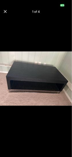 Black Wood Coffee Table with Bottom Shelf