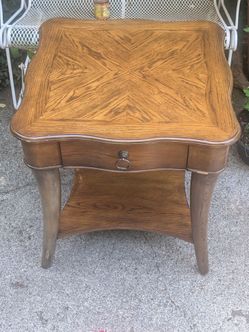 Vintage Oak End Table with Drawer