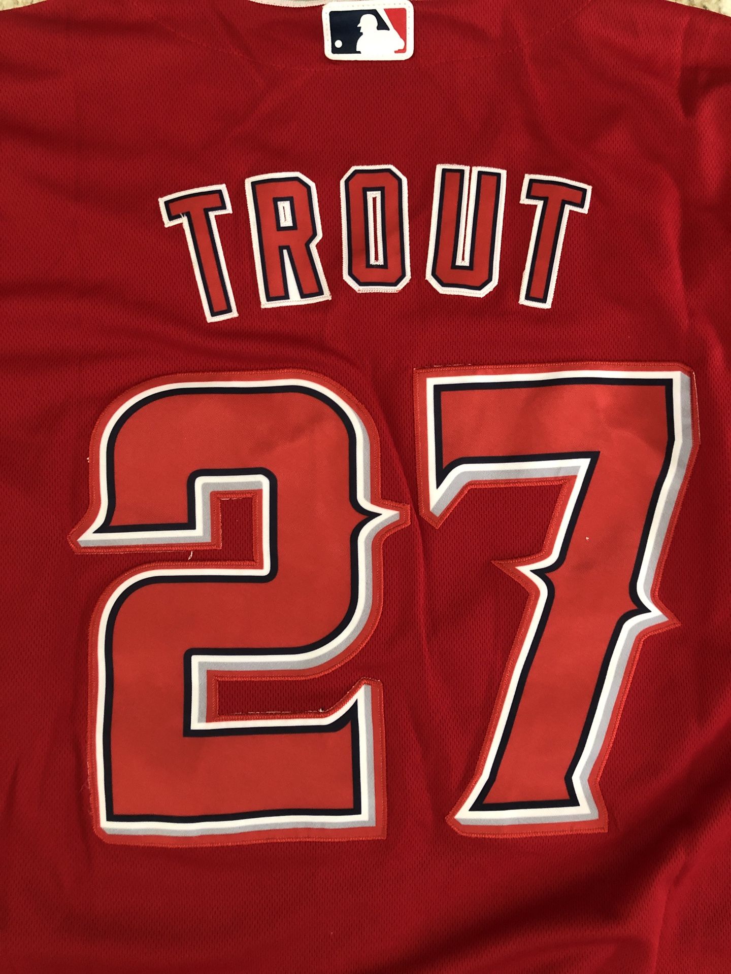 Mike Trout #27 Los Angeles Angels Majestic Sewn Red Team MLB Jersey Women  XL for Sale in Oceanside, CA - OfferUp