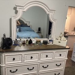 King Size 5 Piece White Scarlett Bedroom Set, Premium Mattress With Pillow top Included