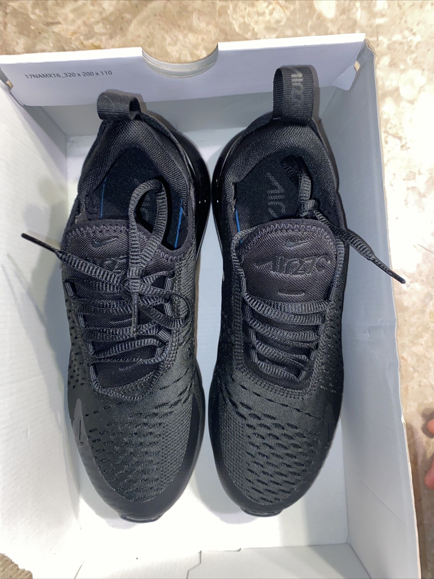 Nike Air Max 270 Triple Black Running New Shoes AH8050-005 Mens 6 