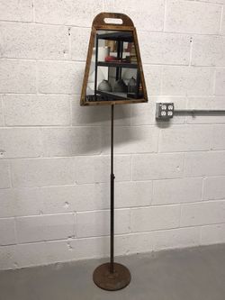 Antique Wood + Cast Iron Professor’s Mirror