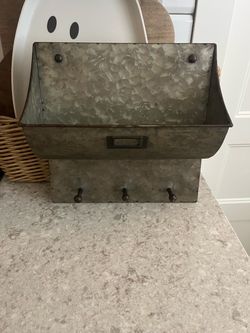 Galvanized mail and key wall organizer $12