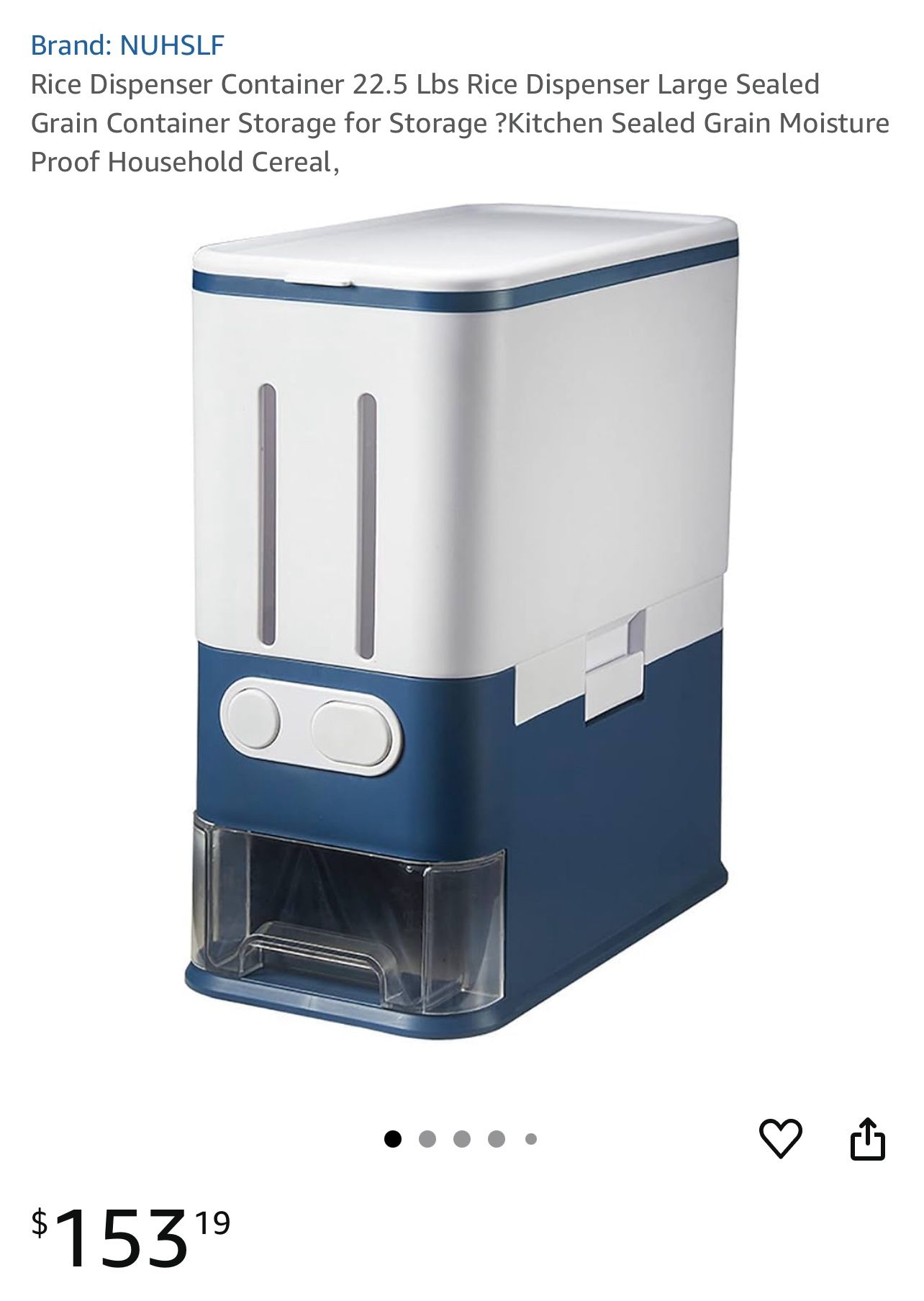 Rice Dispenser Container 22.5 Lbs Rice Dispenser Large Sealed Grain Container Storage for Storage ?Kitchen Sealed Grain Moisture Proof Household Cerea