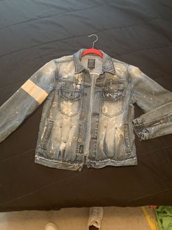 Cult Denim Jean Jacket * Leather Arm Patch *