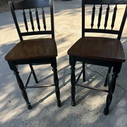 Two 30 Inch Bar Stools Black/Brown
