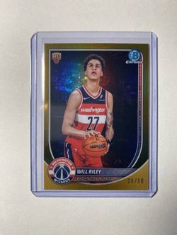 WILL RILEY 2025-26 BOWMAN CHROME GOLD REFRACTOR ROOKIE 28/50 #BCV-21 *READ*