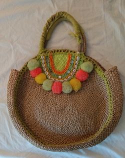 Straw Handbag, Very Beautiful, 17" x 15"
