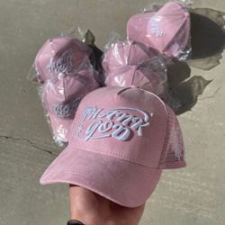 Pink Suede Trucker Hats 