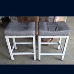 24" Backless Grey And White Bar Stools
