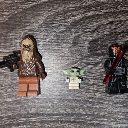 (3) Lego Star Wars Mini Figure Chewbacca Baby Yoda Darth Maul