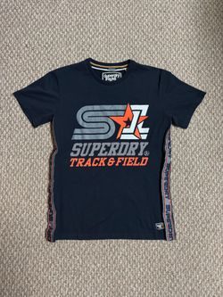 Superdry Track & Field Navy Blue And Orange Streetwear Graphic T-Shirt