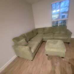 New 99x99 Sage Sectional Couch With Ottoman / Free Delivery