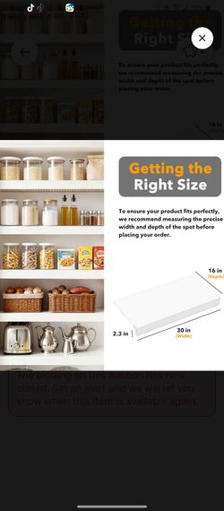 Adjustable White Pantry Shelf Organizer - Fits 30in Width