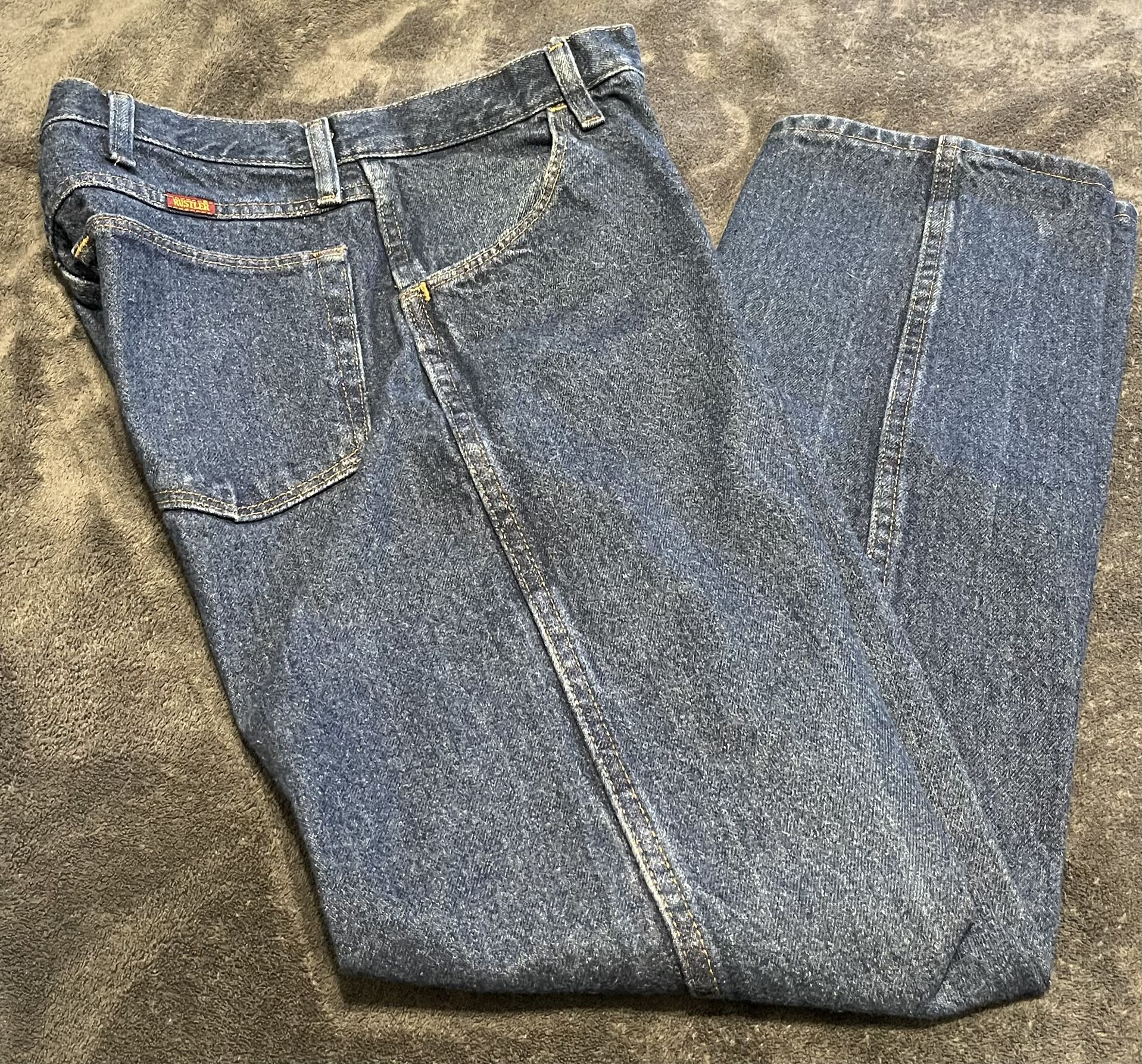 Men’s Rustler Blue Denim Jeans 32 x 32.