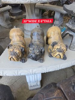 CONCRETE CEMENT DOG STATUES (10"WIDE  X 6"TALL)