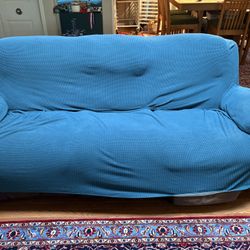 Green Recliner Couch With Blue Cover