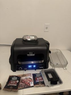 Ninja | Grill & Smoker | Outdoor Woodfire Pro XL | 4 in 1 Grill, BBQ Smoker, Air Fryer & Bake | Portable 