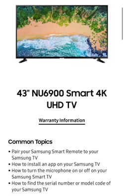 Samsung 43" NU6900 Smart 4K UHD TV