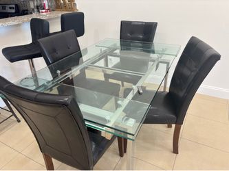 4 Black Faux Leather Dining Chairs – Great Condition – Pickup Today