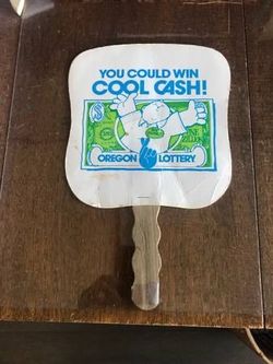 Very Early 1985 Oregon Lottery Paddle Marketing Hand Fan