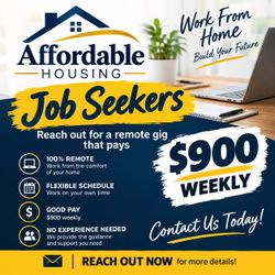 Affordable Housing – Remote Work Opportunity | Earn $900 Weekly