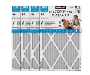 Kirkland 2200 Furnace Filter, Filters 4-pack 16x25x1 New 