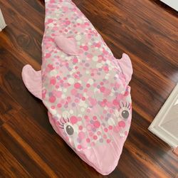 Cute Pink Shark snuggle tail sleeping bag kids blanket 21” X 60” 🦈💖  