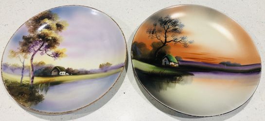 Pair 7.5 Noritake Hand painted Dessert Salad Plates