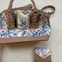 Purse And Wallet Charming Charlie Floral Satchel Crossbody Bag And Matching Wallet 