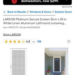 Larson Platinum Security Door 36x80in Left 36x80