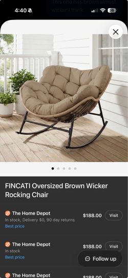 Fincati Oversized Brown Wicker Rocking Chair