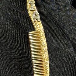 14k yellow gold diamond “IA” comb pendant charm