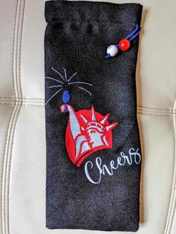 Black, Red, White And Blue "New York Cheers" Bottle Holder