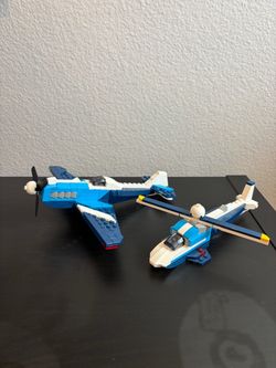 Lego airplane and helicopter