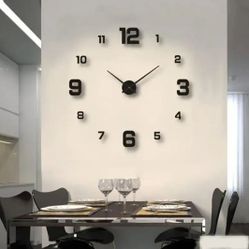 Modern Frameless DIY Wall Clock Large 3D Wall Watch Numbers for Home Office Decoration